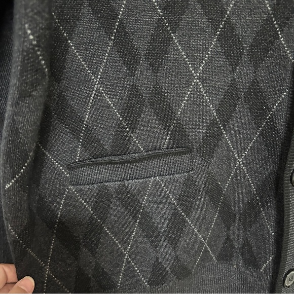 Sergio Louis Gray Argyle Men's XL Button Up cardigan grampacore academia v neck - Picture 4 of 9